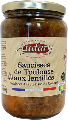 Saucisses de Toulouse aux lentilles . 3/4 parts . 660g - ref. : 455075